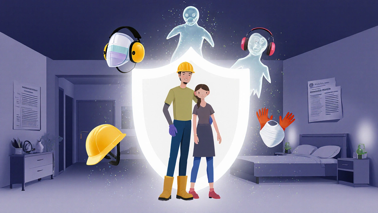 Fünf Sicherheitsausrüstungsgegenstände schützen eine Familie vor unsichtbaren Baustoffgefahren.