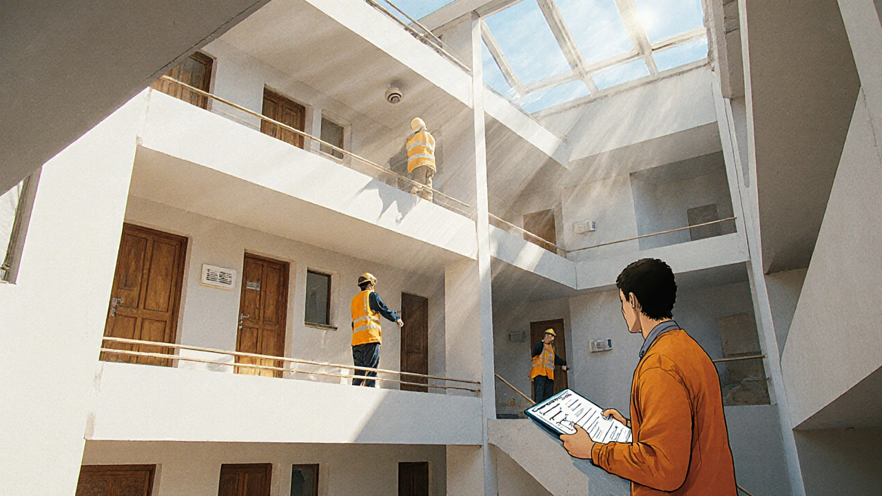 Renovierung eines alten Wohnhauses mit Einbau von feuerhemmenden Türen und Rauchmeldern in Österreich.