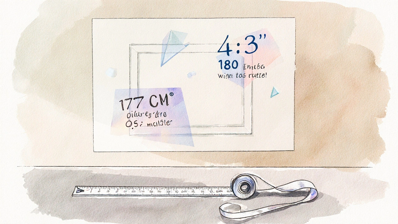 Visualisierung von Messungen und Proportionen für ein Bild über dem Esstisch, mit Lineal und Zahlen.
