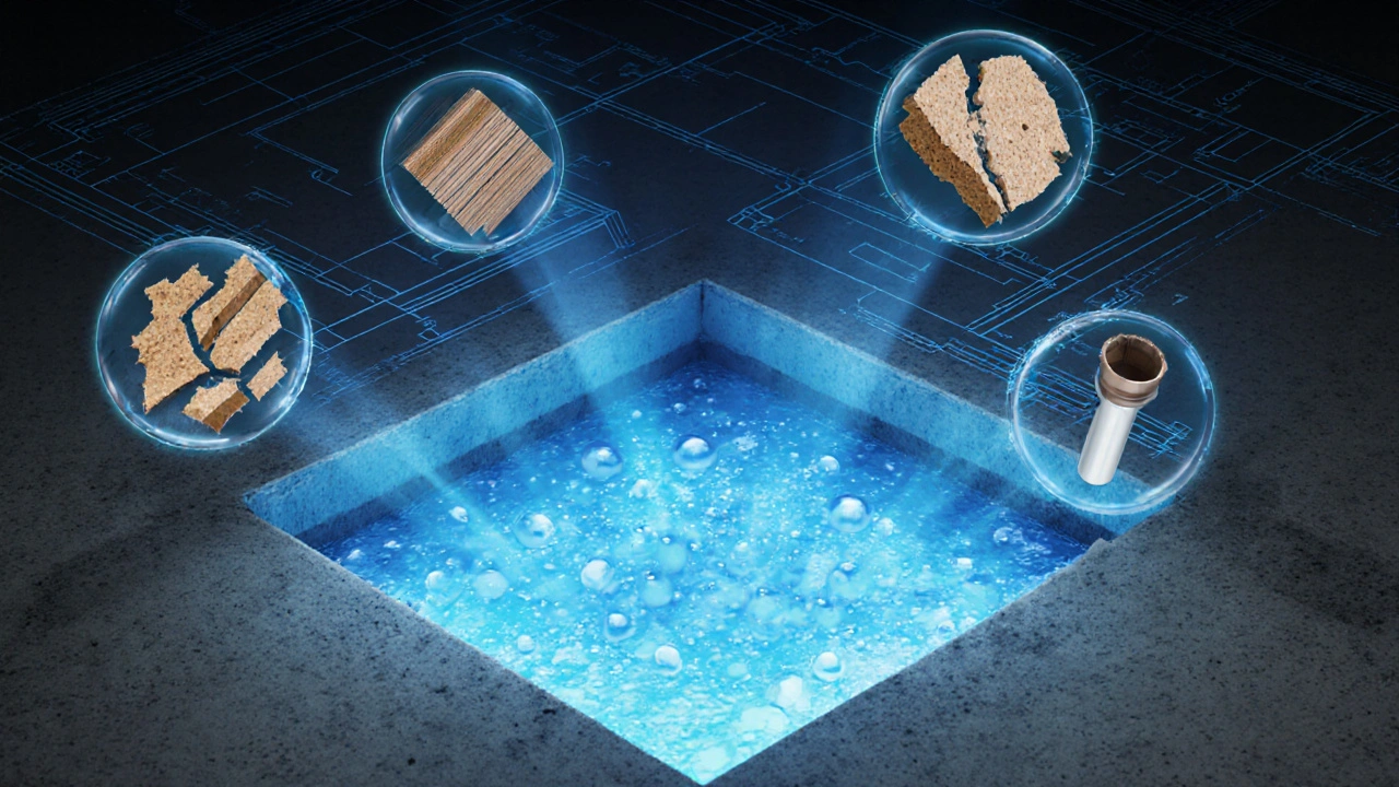 Epoxyharz als durchdringender Schutzschild im Betonboden, während andere Materialien zerfallen.