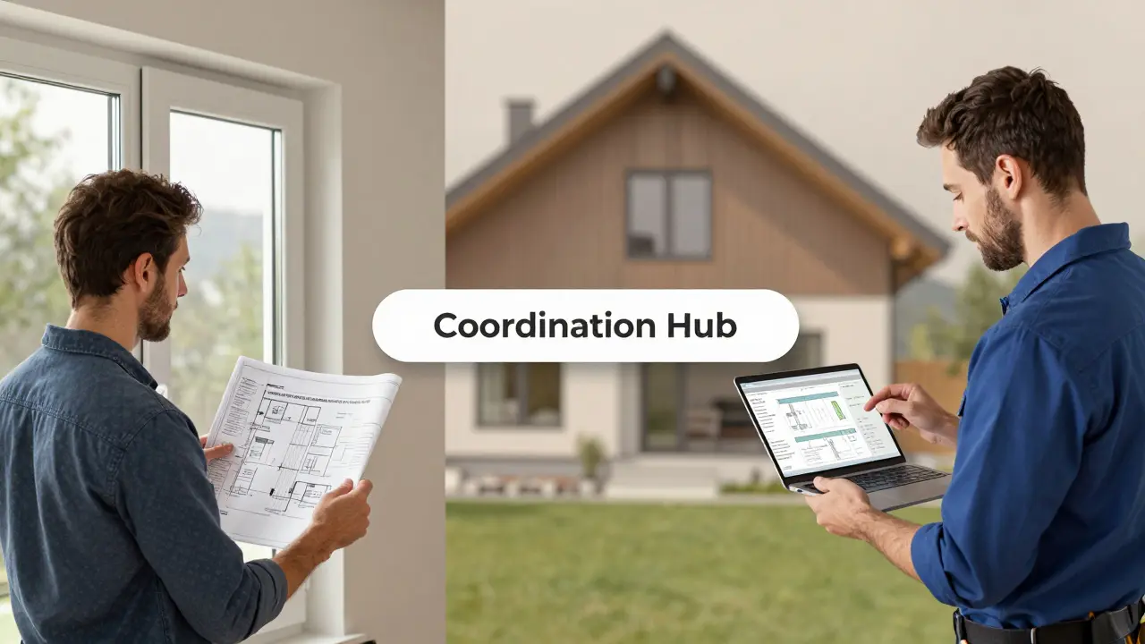 Hybride Bauweise: Eigenauswahl von Spezialisten verbunden mit Generalunternehmer-Koordination.