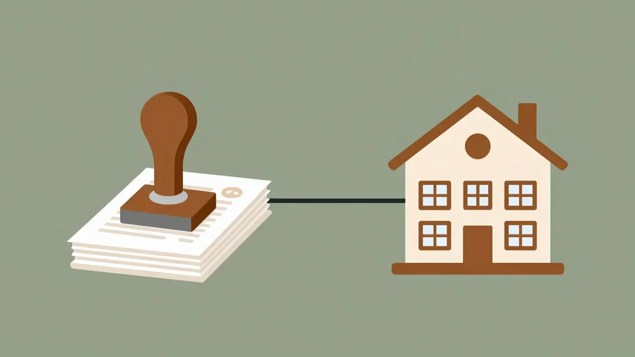 Immobilie mit Notarkosten- und Grundbuchkosten-Komponenten auf Waage