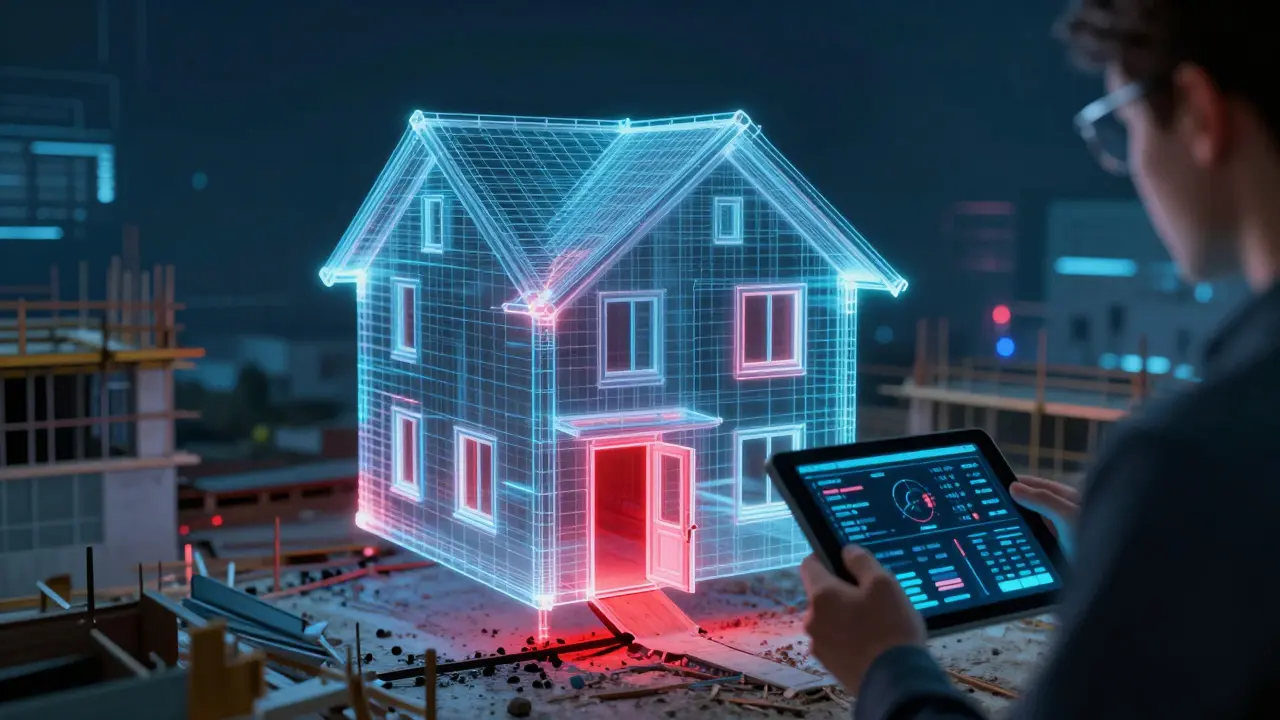 Digitale BIM-Darstellung von Luftlecks an Türen und Fenstern