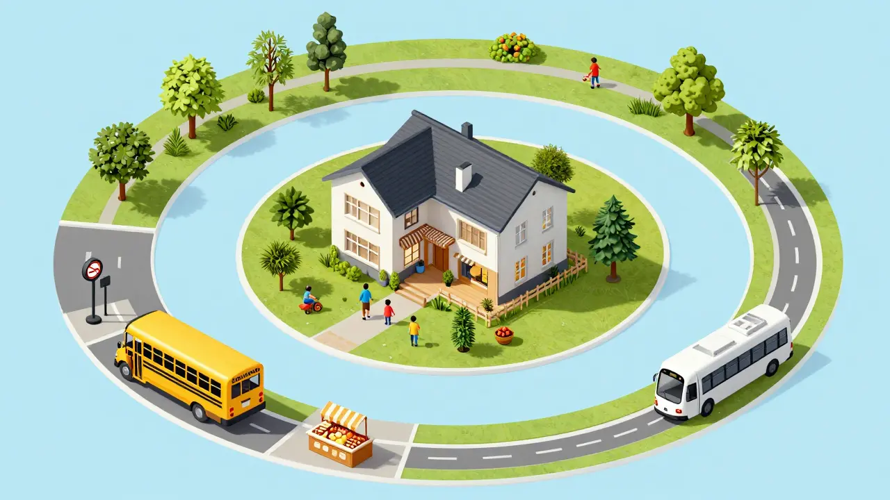 Haus mit nahen Schulen, Parks und Einkaufsmöglichkeiten