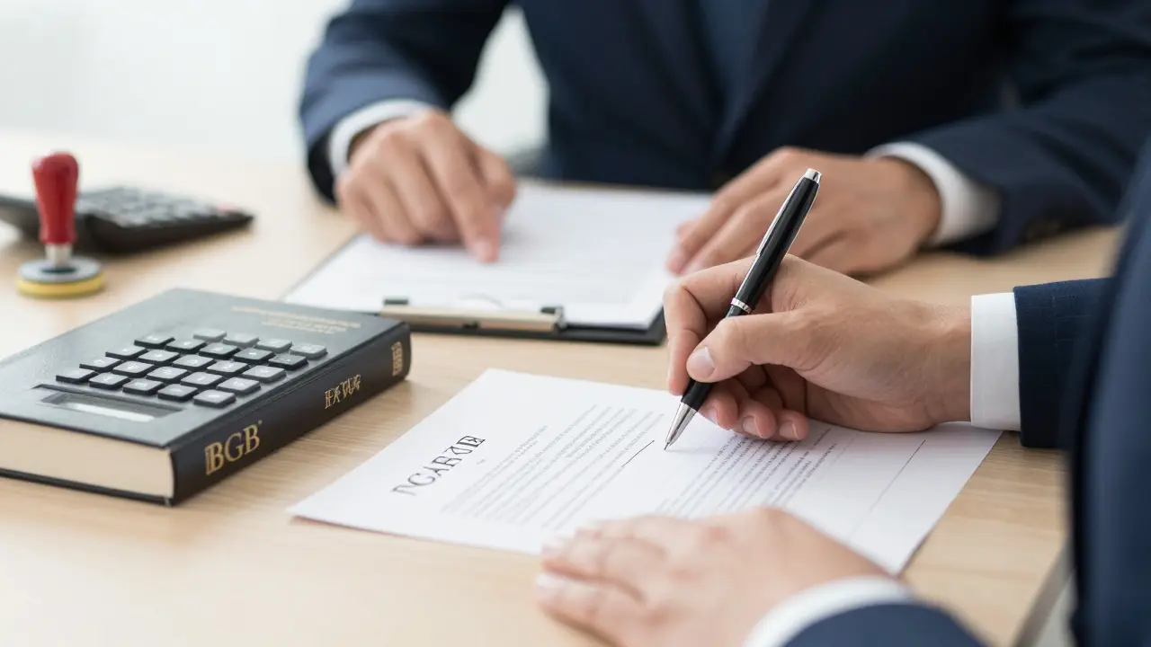 Notarielle Unterschrift bei Immobilienvertrag mit Steuerberater
