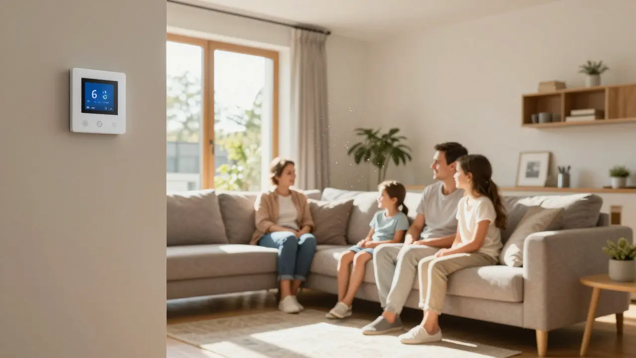 Familie genießt Komfort durch intelligente Heizungssteuerung
