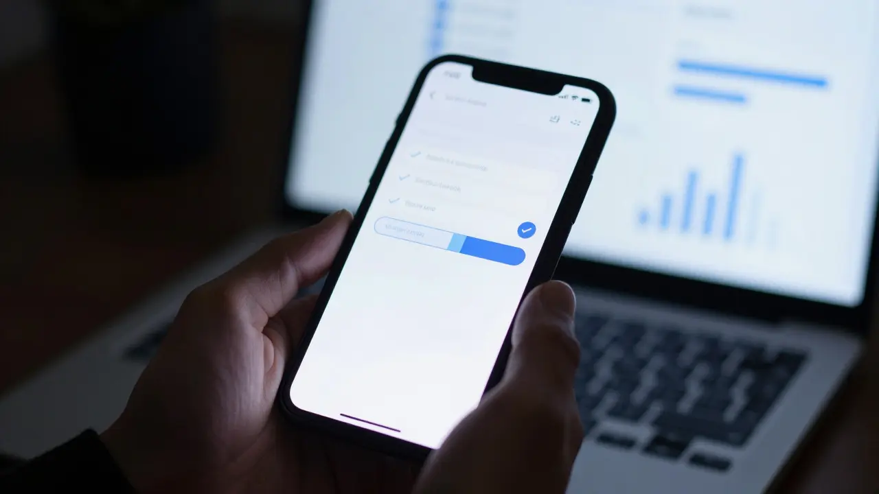Smartphone mit Buchungsbestätigung bei digitaler Steuerkontrolle