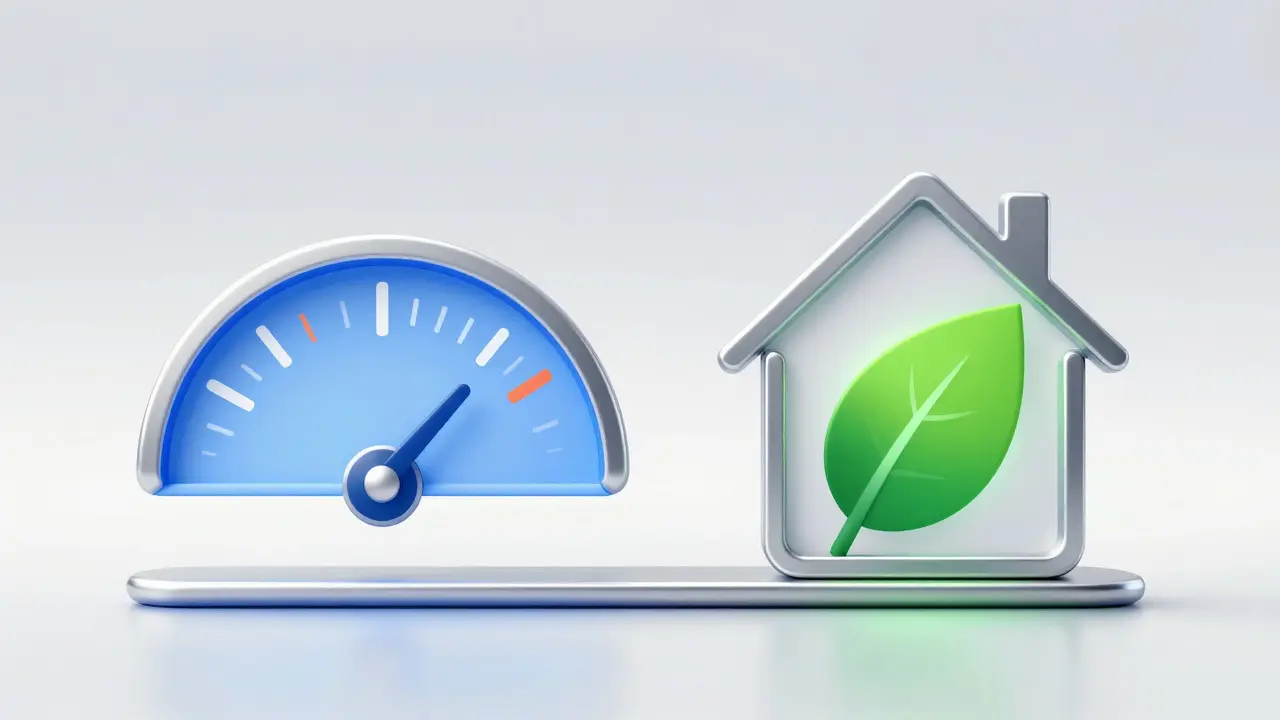 Abstract illustration showing the link between stable interest rates and energy-efficient homes