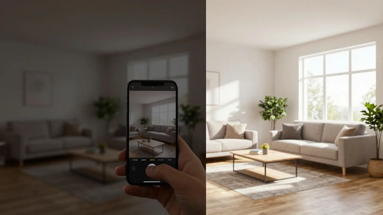 Vergleich schlechter und professioneller Immobilienfotos
