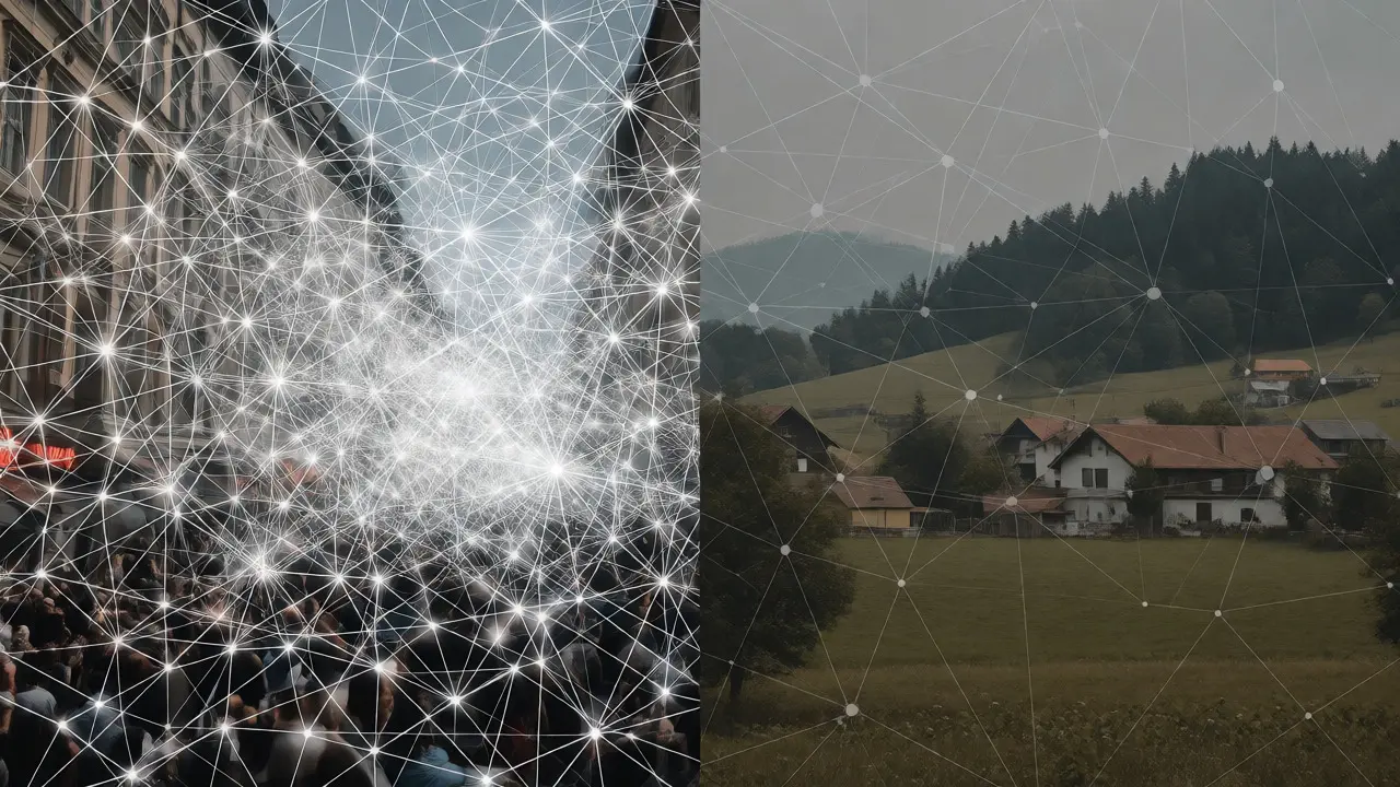Visueller Vergleich der Daten-Dichte zwischen Stadt und Land